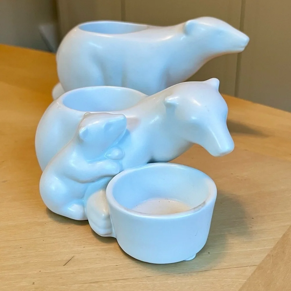 Yankee Candle Polar Bear Family Tea Light & Votive Candle Holders Set of 2